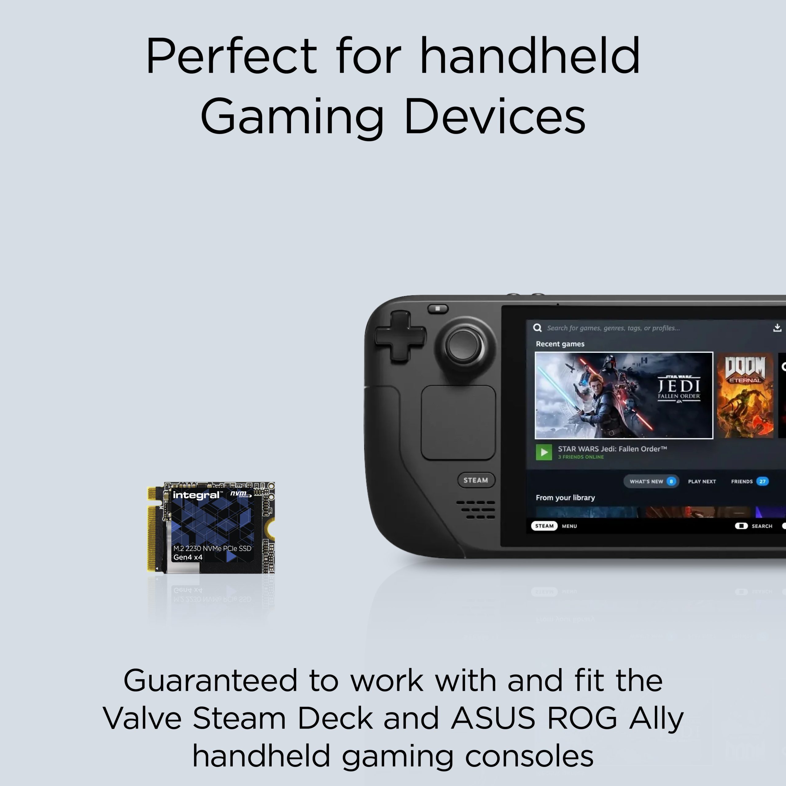 M.2 2230 SSD Gen4 Perfect For Gaming Guaranteed to work with and fit the Valve Steam Deck and ASUS ROG Ally handheld gaming consoles